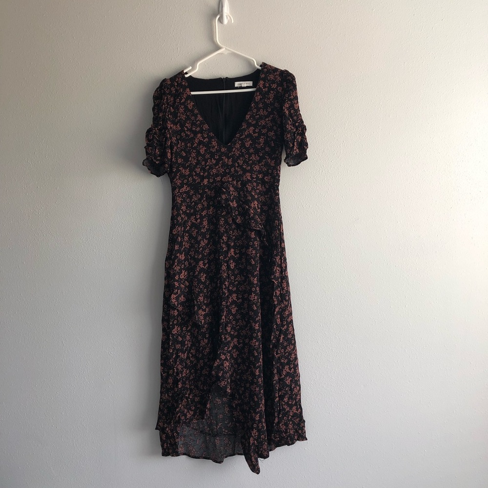Faux wrap high low dress